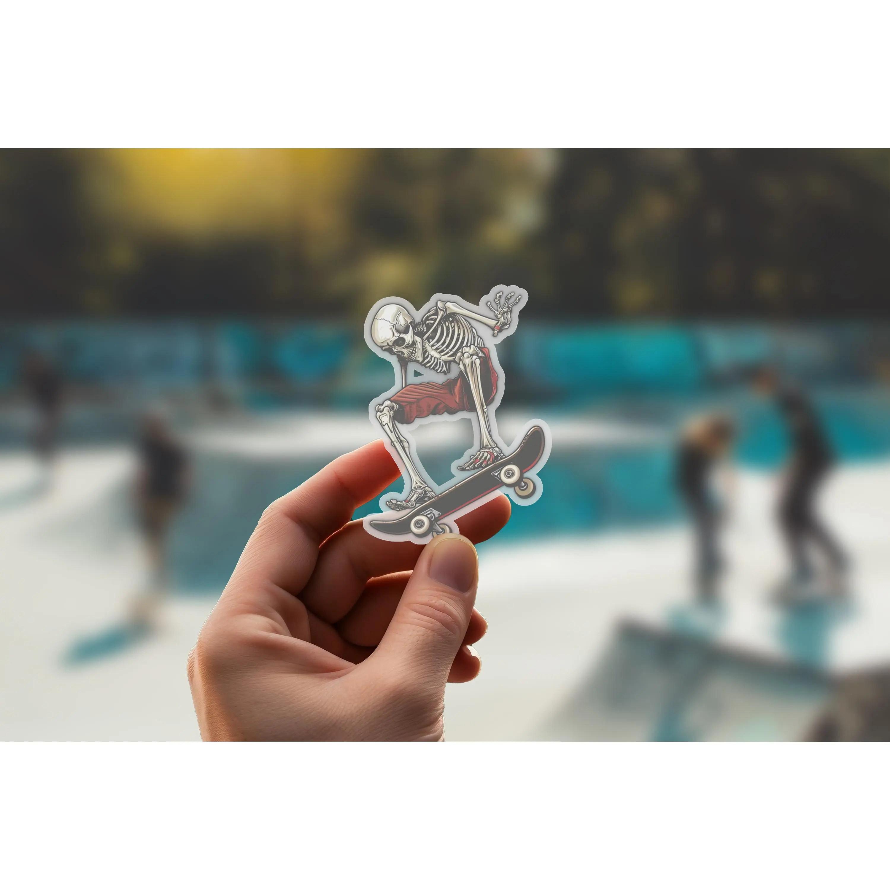 Skeleton Skater Sticker for Skateboard and Laptops - Scratch-Resistant and Vibrant Colors
