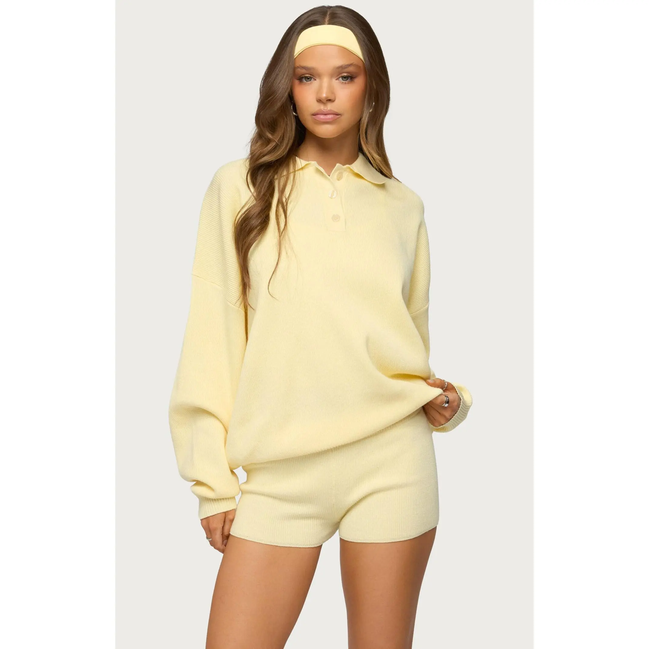 Edikted Women's Lorie Oversized Knit Polo Sweater