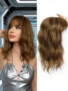 Get that head-turning wavy bob instantly! Our chestnut brown hair topper with bangs adds volume, blends seamlessly, and gives you salon-worthy loose waves for a bold, edgy everyday look.