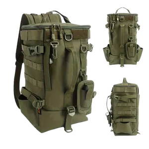 Waterproof Fishing Backpack, Dry-Wet Separation Lure & Tackle Storage, Large Capacity Convertible Pack with Rod Holders, Olive Green. Ideal Gift for Fishermen, Great Helper for Anglers.