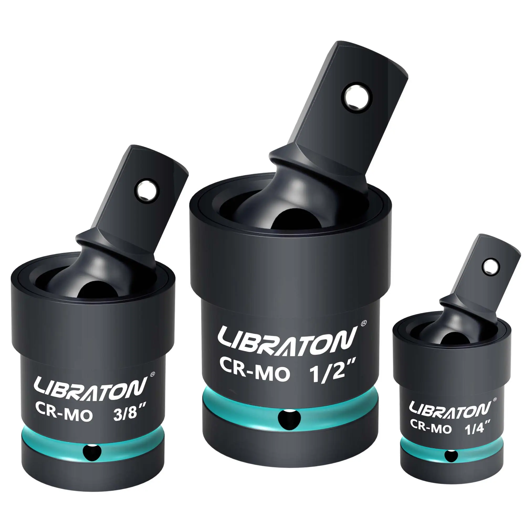 Libraton Swivel Socket Set, Impact Swivel Socket Set, Wobble Socket, Impact Grade Universal Joint, Cr-Mo Steel, 1/4-Inch, 3/8-Inch, 1/2-Inch Drive