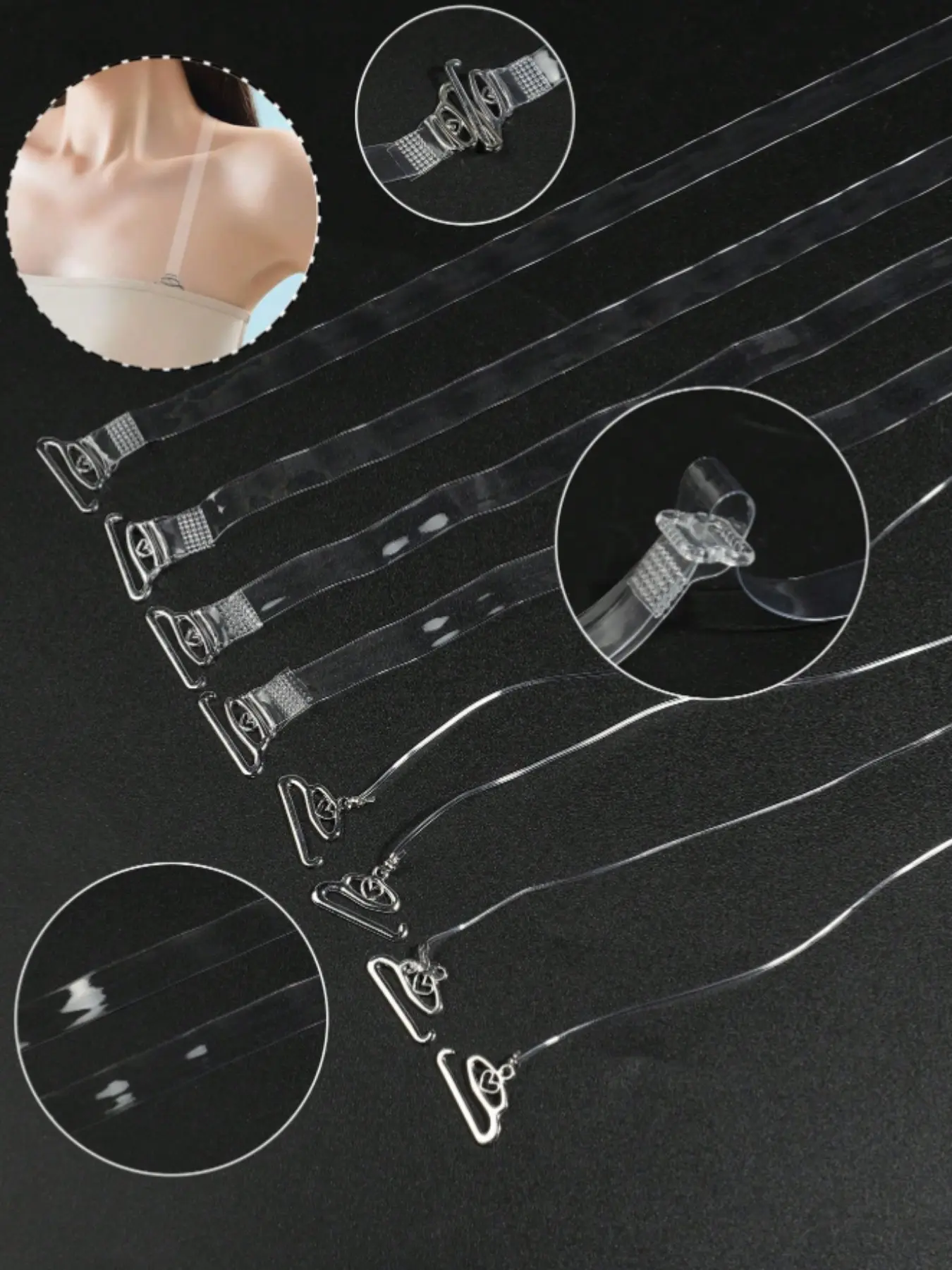 4 Pairs Invisible Design Transparent Everyday Bra Straps, Support, Seamless Clear Straps for Strapless Deep V Dresses, Women's Bra Accessories, Underwear