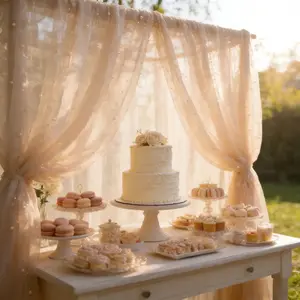 One-piece set, elegant champagne-colored party embellishment pearl tulle, available in multiple sizes, suitable for arches/ceilings/staircases/stage backdrops, perfect for spring wedding themes and Valentine's Day, Party Decoration Supplies