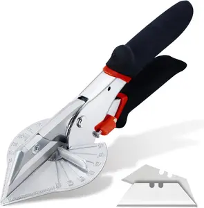 Multi Angle Miter Shear Cutter Hand Tools,45-135 Degree Adjustable Angle Scissors Trim Shears Tools for Vinyl Wood Molding Trim, 2 Extra Spare Blades Included