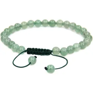 Natural Green Aventurine Gemstone 6mm Round Beads Adjustable Bracelet 7" Unisex