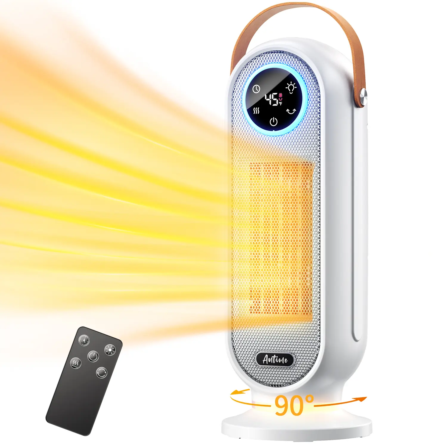 COLDSKY Intelligent Heater 1500W Heater 16.5 Inch Bladeless Heater (with remote control) Intelligent display Moving head Noise reduction for deep sleep Suitable for bedroom Living room use Appliances Household Multifunction Power