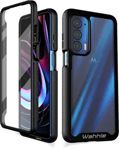 Compatible with Motorola Edge 5G UW Case, Built in Screen Protector Full Body Shockproof Slim Fit Bumper Protective Phone Cover for Edge 2021-Black/Clear