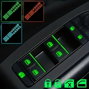 1pcs GM Window Button Glowing Stickers - Fluorescent Green, Blue, and Orange Function Button Stickers Car Stickers for Automotive Interior Accessories