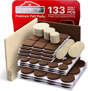 Felt Furniture Pads  133 count  Furniture Pads - Felt Pads Furniture    Floor Protectors - Protect Your Hardwood & Laminate Flooring! Brown and Beige