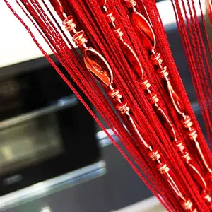 100cmX200cm Decorative Door String Curtain Beads Wall Panel Fringe Window Room Divider Blind for Wedding Coffee House Restaurant Parts Door Divider Beads Tassel Screen Decoration (red25)