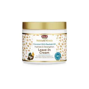 African Pride Moisture Miracle Coconut Oil & Baobab Oil Infused Leave-In Cream - 15 oz Moisturizer, Conditioner Blend for Daily Hydration, Hair Restore Infused Leave-In Treatments