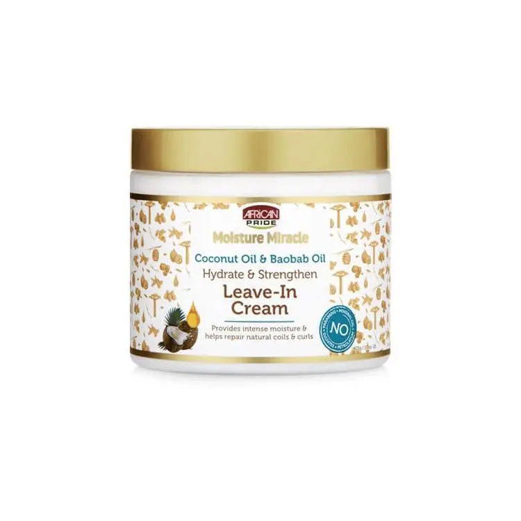 African Pride Moisture Miracle Leave-In Cream, Daily Hair Moisturizer & Hydrating Conditioner with Coconut & Baobab Oil for Damaged Curls, 15 oz, Restore, Hydrate, Curly Hair, African Curls, Curly Locks, Haircare, Smooth, Natural Curls