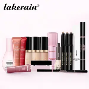 Complete 17-Piece Daily Makeup Kit, Includes Primer, Foundation, Lip Gloss, Eyebrow Pencil, Highlighter, Concealer, Bronzer, Freckle Pen, Eyeshadow, Setting Powder & Spray, Waterproof Long-Lasting Makeup Set, Smooth Texture for Beginners & Beauty Lover