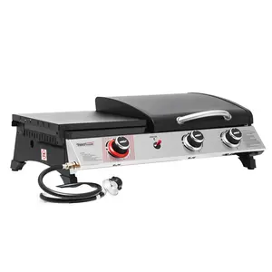Royal Gourmet PD1305H 3-Burner Gas Griddle, Portable 3-in-1 Grill and Griddle Combo Station for Outdoor Cooking, Portable Grill Outdoor Barbecue Bbq