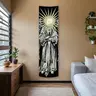 Angel Sword Sun Vertical Banner Tapestry Wall Hanging Skeleton Long Narrow Golden Black And White Spooky Art Tapestries Gifts For Home Decor Enthusiasts Polyester Stitched Edges Goth Home Decor Decorative Tapestry