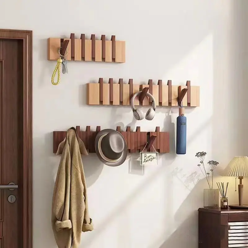 Minimalist Rectangle Wooden Hook Rack, Environmentally Friendly Home Organizer with Ample Hanging Space, 10-15 Kg Load Capacity, Closet Storage Solution for Hats, Coats & Keys, Ideal for Home Enthusiasts