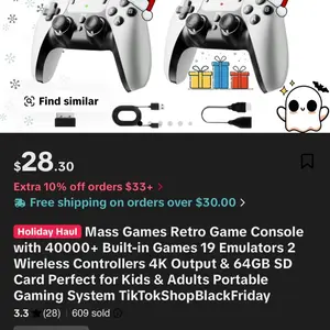 Retro Gaming Console Pro 4K HDMI with 40,000+ Built-in Classic Video Games - Plug & Play Game Stick for TV with 2 Wireless Controllers | 23 Emulator Support 64GB