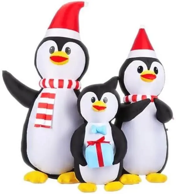6FT Lighted Christmas Inflatable Decoration, Inflatable Penguin Family, Funny Blow Up Yard Decorations with Built-in LED Lights for Holiday Party Front Yard Lawn Garden Decor