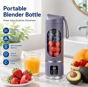 Fresh fruit juicer, portable blender that lets you make healthy juice anywhere—ideal for travel, fitness, or office use. Features self-cleaning function, leakproof lid design, smart time display, 12 blades, and ultra-powerful blending performance. Knife