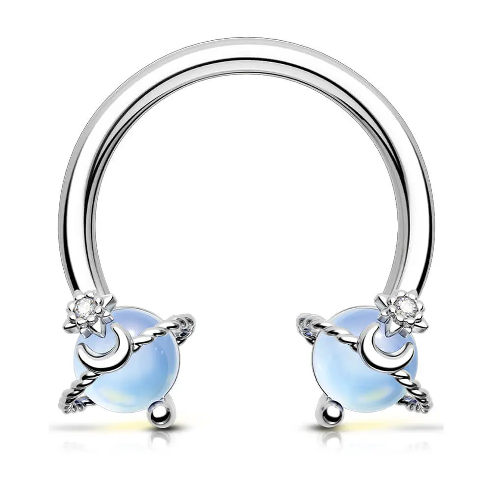 OUFER BODY JEWELRY 16G Planet Septum Ring, 10mm Celestial Horseshoe in 316L Stainless Steel, Body Piercings Accessories for Women, Nose Piercings, Body Jewellery, Women's Fashion