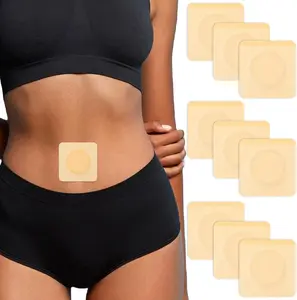 50Pcs Organic Cotton Castor Oil Belly Button Therapy Patches, 2.75x2.75in Gentle Self-Adhesive Wraps, High Absorbency, Easy Application, Waterproof, Anti-Seepage, No-Wash, Oil Not Included (Pack)