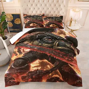 Warhammer pattern quilt, includes 1 quilt and 1 or 2 coreless pillowcases, suitable for home or dormitory decoration, perfect as a moving gift
