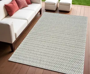 HomeRoots 558816 4x6 ft. Geometric Distressed Rectangular Area Rug, Cream & Beige, Indoor-Outdoor Weather-Resistant Rectangular Area Rug, Rectangular Area Rugs, Weather-Resistant Area Rugs