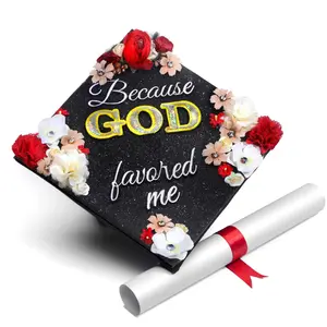 Handmade Graduation Cap Topper Graduation Gifts Graduation Cap Decorations, Because God Favored Me