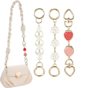 Purse Chain Extender - 3 Style Options Adjustable Strap Replacement for Women & Girls, Decorative Extension for DIY Wallet/Bag Making(Strawberry, Flower, Pearl) Purse Shoulder Straps