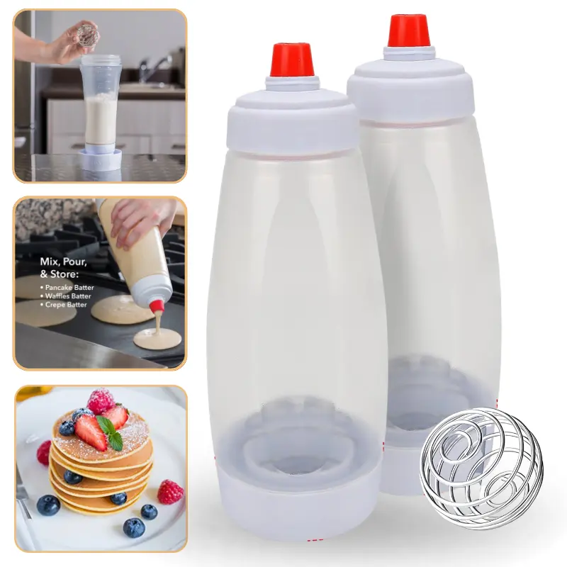 Handheld Batter Mixer, Pancake Batter Dispenser, Kitchen Gadgets for Home Use, Utensils,Pancake Batter Dispenser with Blender Balls, Kitchen Batter Squeezer Bottle Suitable for Cupcakes,cooking utensils Value Pack Spring Kitchen Gadgets