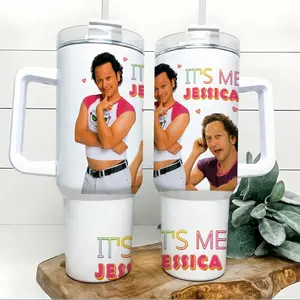 40oz It's Me Jessica Insulated Travel Tumbler Stainless Steel Mug with Handle and Straw Leak Proof Vacuum Thermal Cup Keeps Drinks Hot 12H Cold 24H Office Outdoor Gym Gift