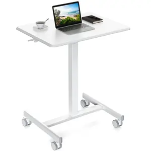 Adjustable Height Mobile Standing Desk Small Portable Rolling Table  Lockable Wheels, Space-Saving Design, Perfect for Home Office, Study, or Workstation Setup