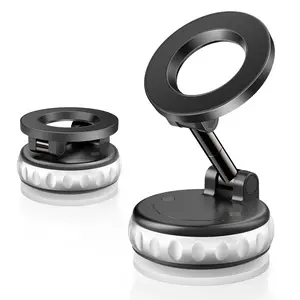 VIWAVE Car Phone Holder, Magnetic Suction & Knob-Type Vacuum Adsorption, Foldable & Retractable, Suitable for Any Flat Surface, for iPhone and All Smartphones