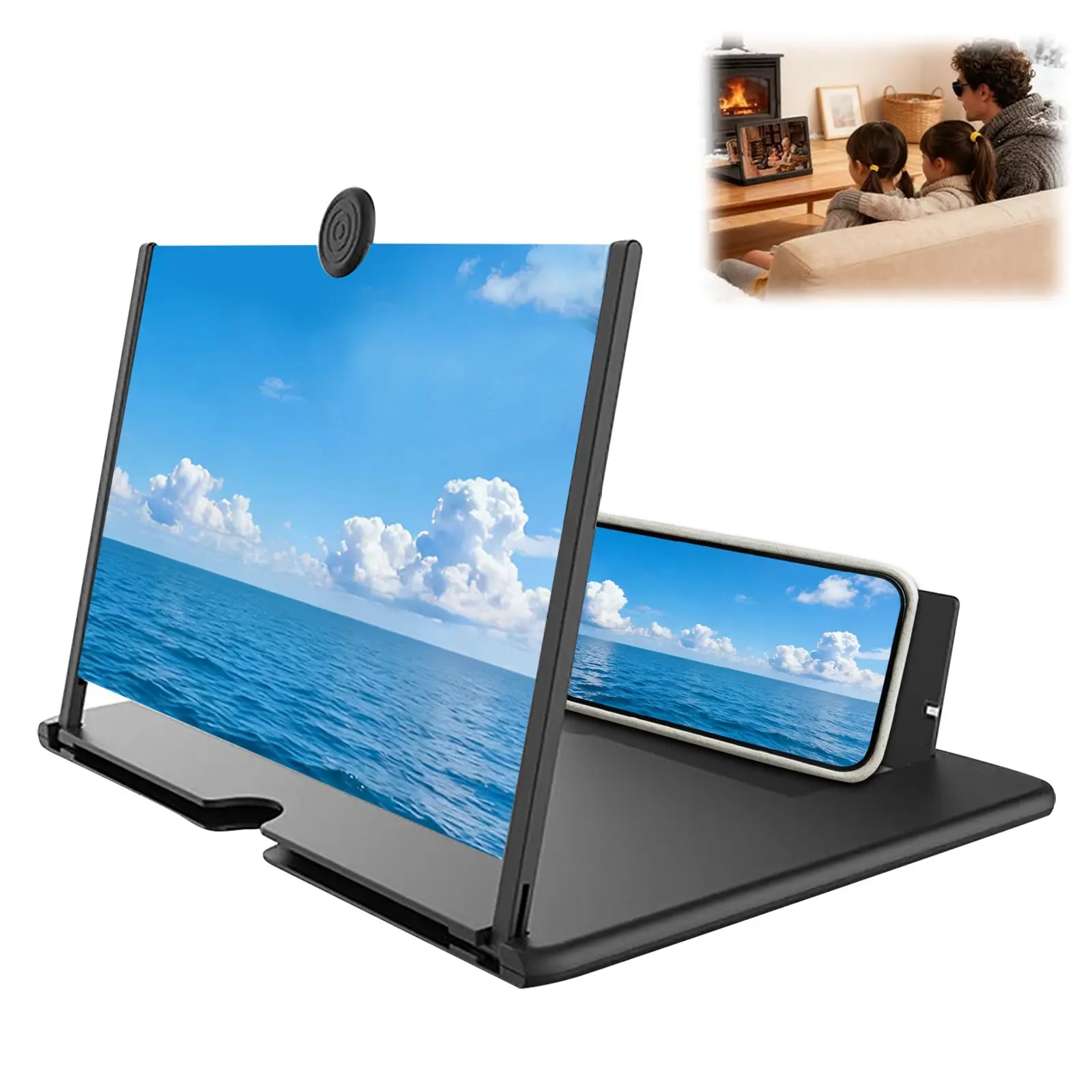 12-inch Mobile Phone Cellphone Screen Magnifier, Retractable Foldable Phone Magnifying Glass with HD Ultra-Clear Screen Amplifier, Eye-Protecting Large Display, Portable Universal Adjustable Smartphone Stand, Accessories, Reduces Eye Strain