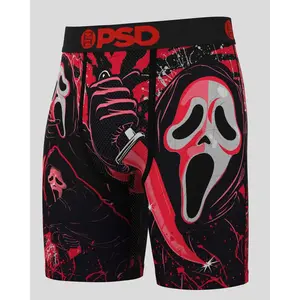 PSD Mens Ghostface Call Me Boxer Brief - Standard Length 7 Inch Inseam, Soft and Breathable Poly Blend Fabric Casual Underwear Activewear