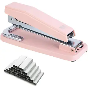 Desktop Swing-Arm Stapler with 50-Sheet Capacity, 360° Rotation Design, Swivel Stapler with 1000 Staples for Booklet Binding, Durable Stapler for Office, School, Home (Pink)