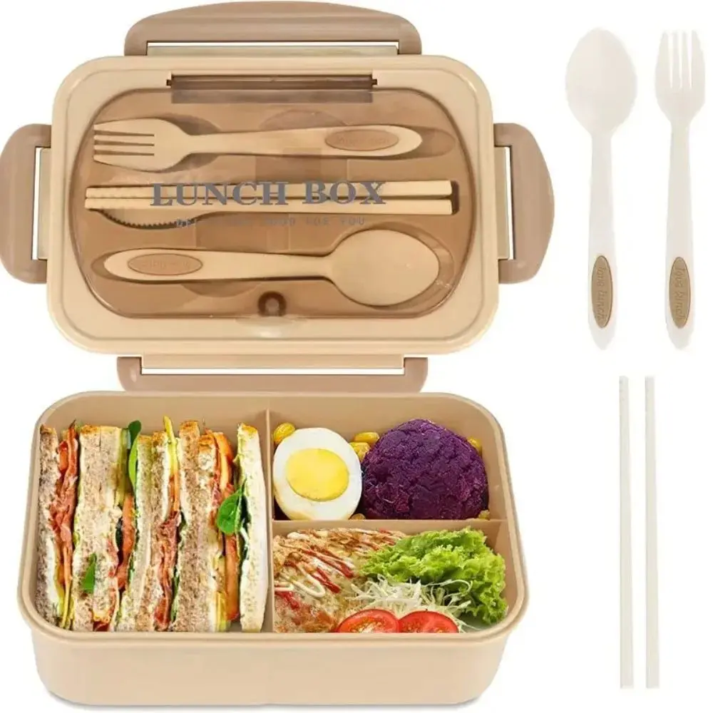 Adult Lunch Box Set, Microwavable Bento Box, Leak-Proof Design, Microwave & Dishwasher Safe, Includes Fork Spoon Chopsticks, Bpa Free Compartments, Classic Style