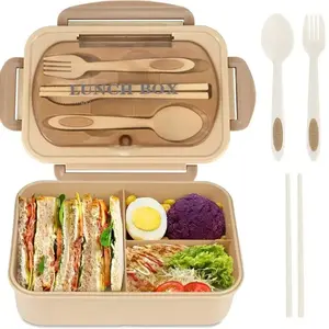 Adult Lunch Box Set, Microwavable Bento Box, Leak-Proof Design, Microwave & Dishwasher Safe, Includes Fork Spoon Chopsticks, No BPA Material, Classic Style