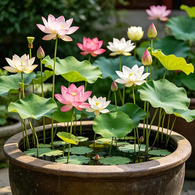20 Pcs Bonsai Lotus Seeds for Planting, Bowl Lotus & Water Lily Flower Seeds, Aquatic Plant Flower Seeds for Home, Garden, or Yard Landscaping