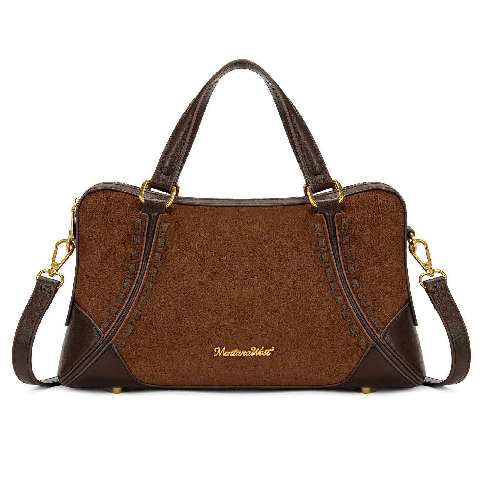 Montana West Suede Boston Top-handle Bag for Women with Detachable Crossbody Strap
