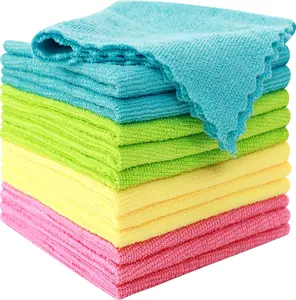 10 Pack 12x12 Inch Microfiber Cleaning Cloths, Reusable Lint Free Fast Drying Cleaning Rags, Multi Purpose Absorbent Kitchen Towels for House Cleaning