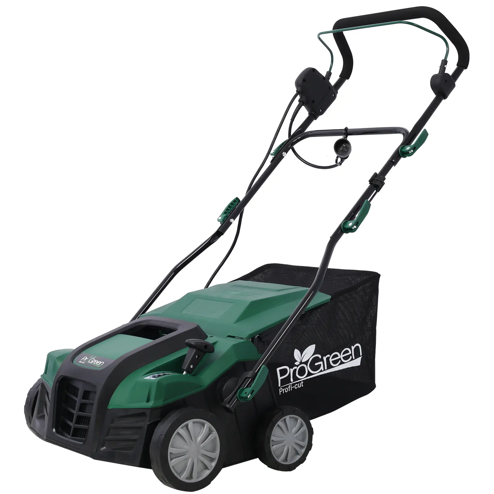 16-In 15A 2-in-1 Electric Lawn Dethatcher & Scarifier, Outdoor Lawn Care Tool with Safety Switch, Adjustable Handle Height, 58QT Collection Bag for Garden Yard Maintenance