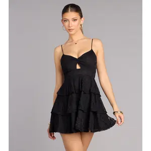 Boldly Sweet Lace Ruffle Mini Dress