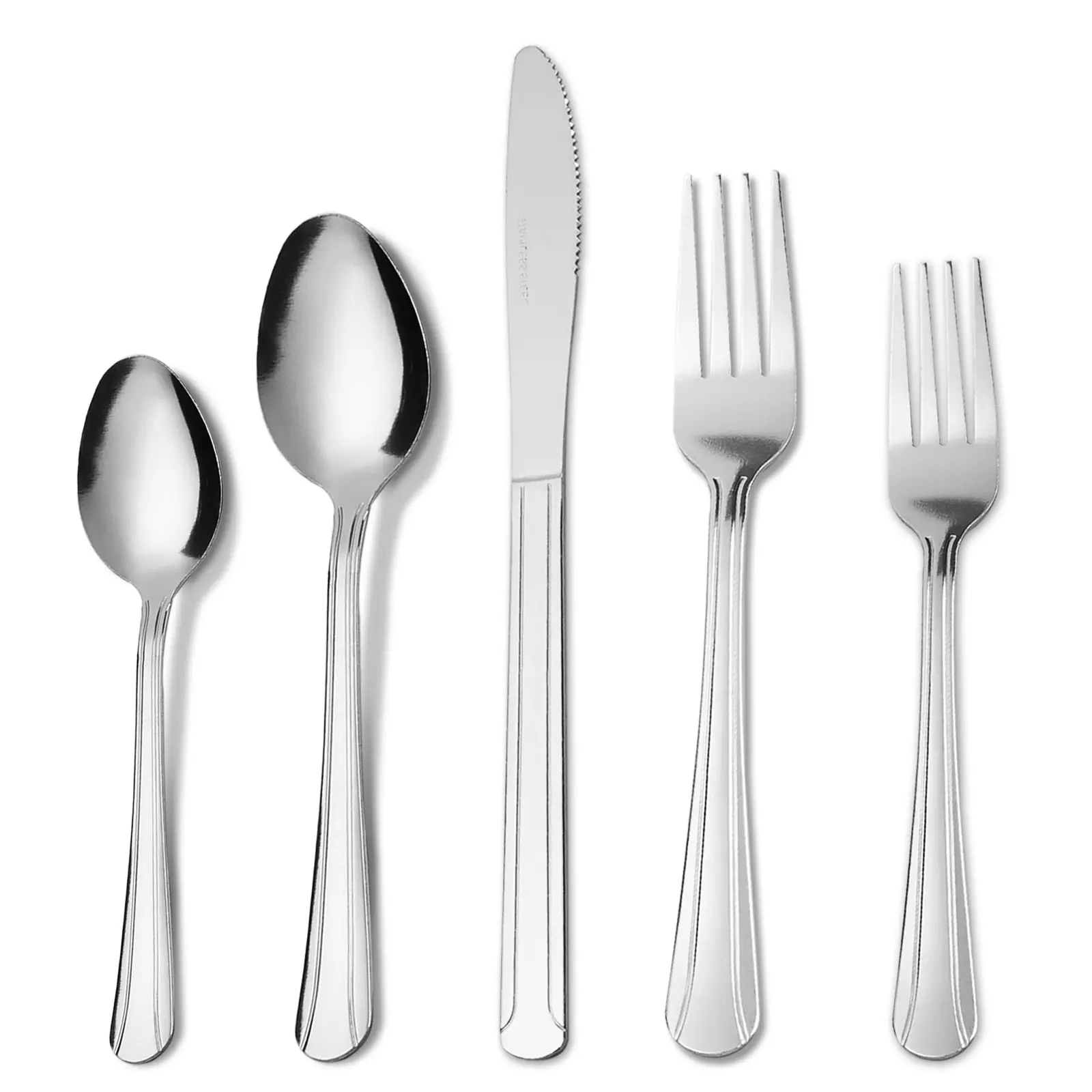 40pcs Silver Dominion Stainless Steel Flatware Set - Mirror Polished, Rust-Free Multi-Item Dinner Sets Including Forks, Spoons, Steak & Butter Knives - Ideal for Restaurant, Banquet Use, Dinnerware Service Set, Business Use