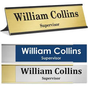 Office Name Plate for Desk Personalized Custom Name Plate for Doors Wall With Wall Holder Laser Engraved 2" x 8" 18 Color Options Made in USA