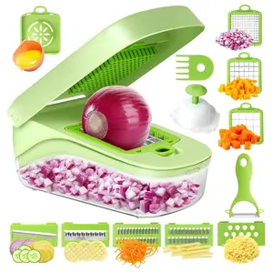 Multifunctional Vegetable Chopper, 17pcs/set Vegetable Cutter with Container, Vegetable Slicer, Kitchen Gadgets for Home Use