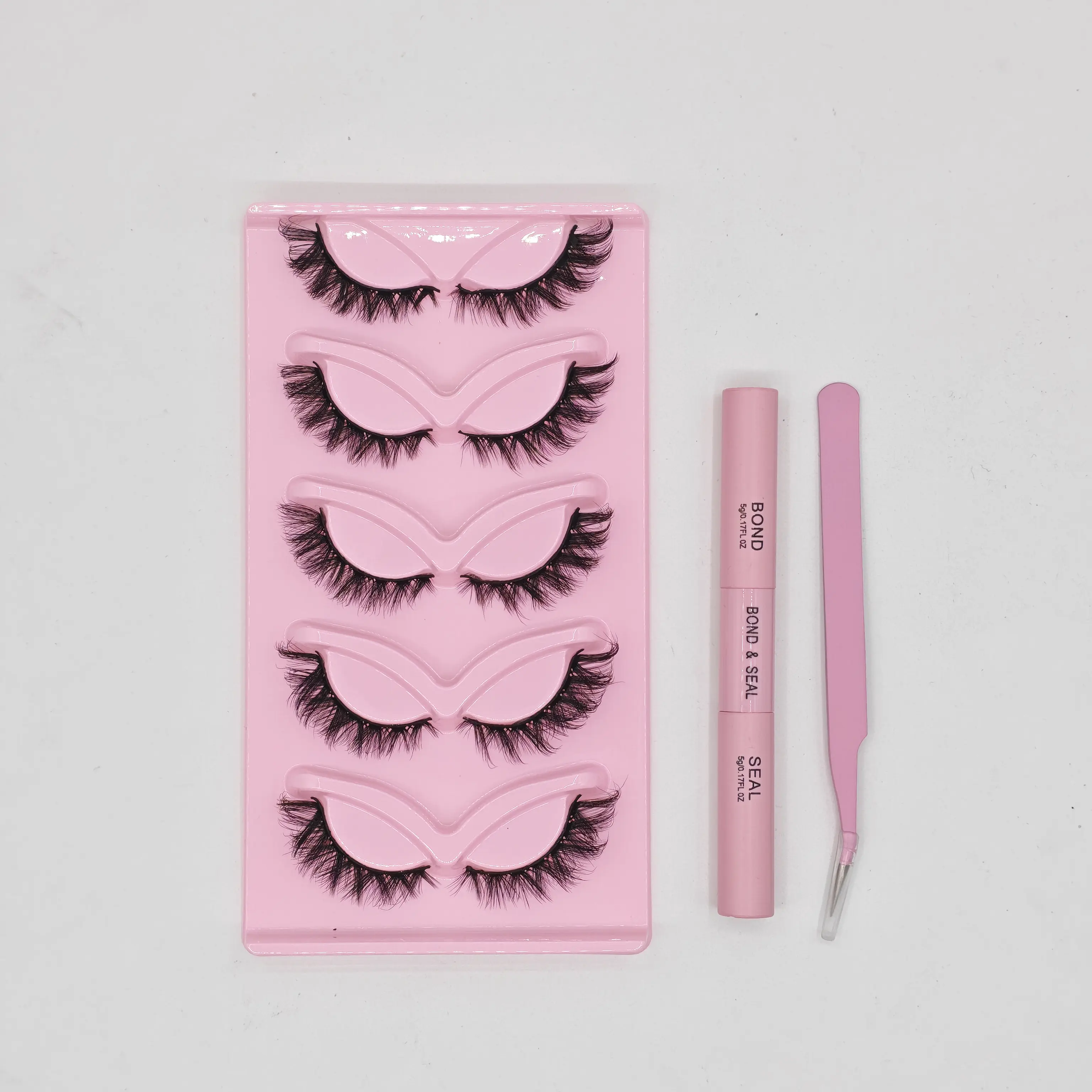 DIY Eyelash Extension Kit with Bond, Seal & Tweezers, 5 Pairs Light-Volume Fox Eye Lash Clusters, 3D Silk Fiber for a Fluffy Wispy Makeup Look, Lash Extensions
