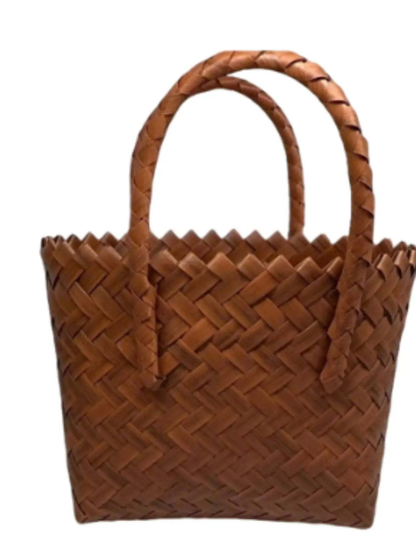 Large Capacity Rattan Basket Hand Woven Bag, Casual Bucket Bag for Picnics, Women's Gift Basket, All Seasons Leisure Accessory