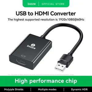 USB to HDMI Converter, Supports 4K@60Hz HDR, Compatible with laptops/desktops/TVs/Monitors/projectors. HDMI to USB Adapter, Compatible with Windows/Mac Systems (USB to HDMI Converter) Compact Connector Durable Screen