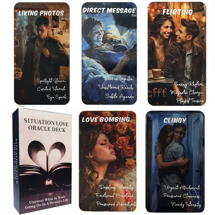 53 Pcs Situation Love Oracle Card Game Set, Tarot Card Game, Relationship Card Games, 13x8 Cm Scenarios, Reveals Life Truths, Perfect for Beginners, Divination Cards for Couples, Tarot Card Decks